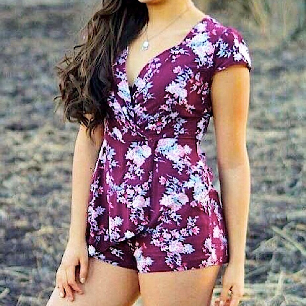 Floral Skort Zip-Up Romper